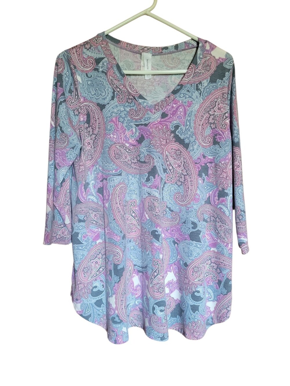 Honeyme Pink, Gray & Blue Paisley V-Neck Tunic